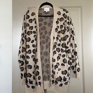 NWOT Boutique leopard oversized cardigan